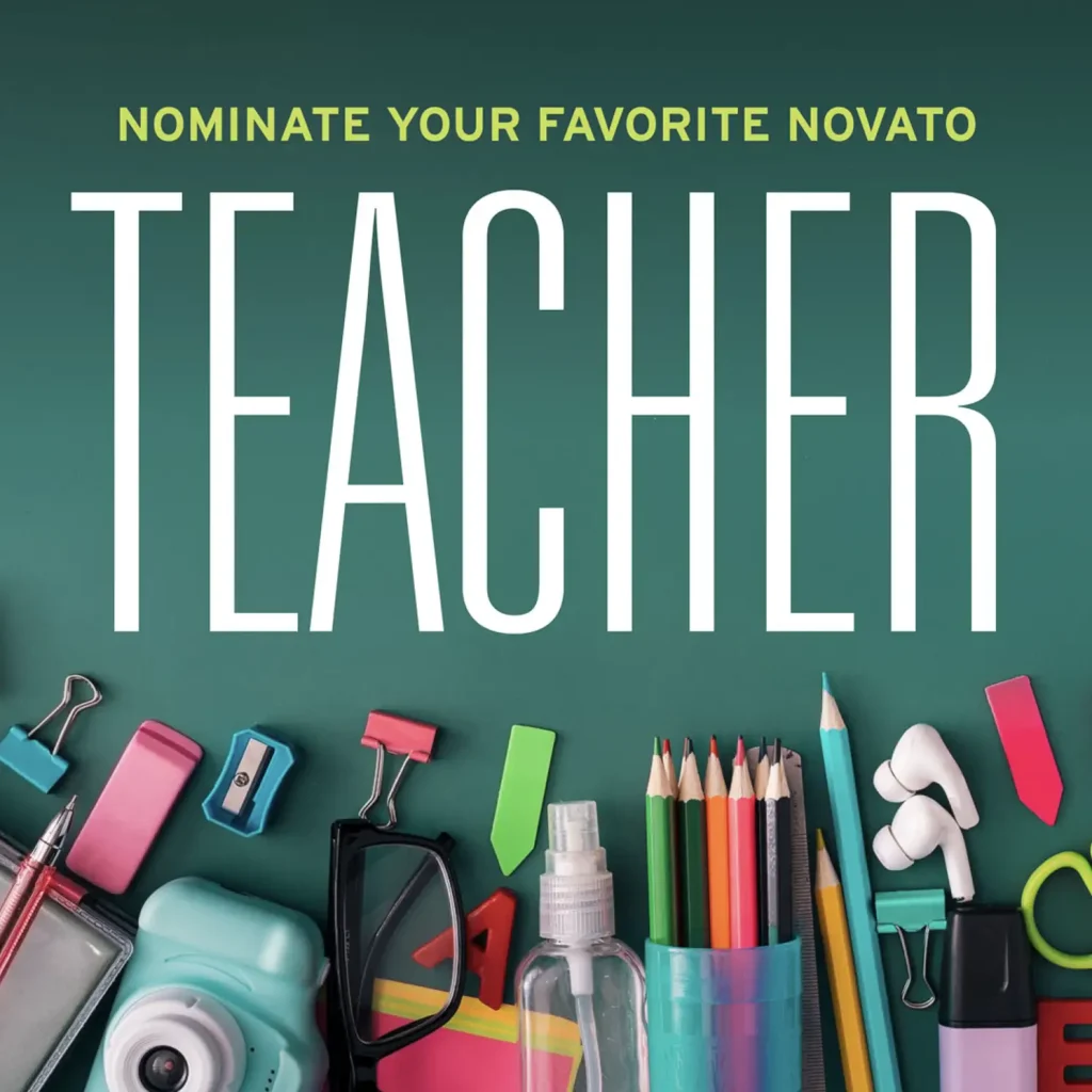 nominate teacher text with school supplies
